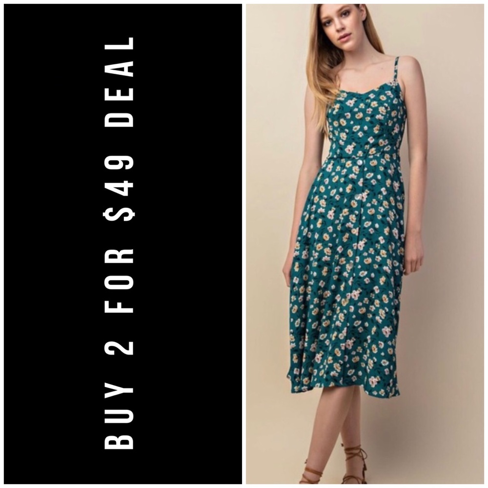 ☀️TEAL FLORAL DRESS